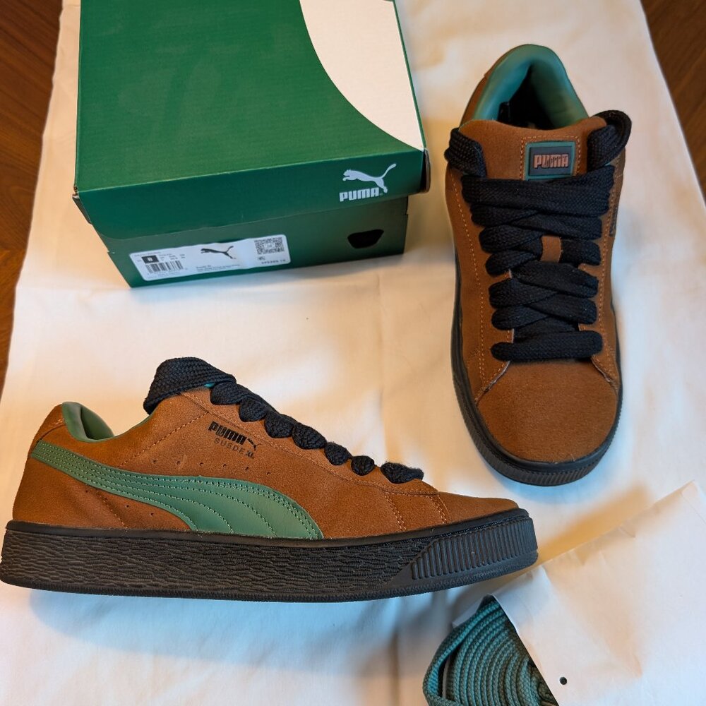PUMA Suede XL Sneakers Teak-Deep Forest-Puma Black Men's Sz 8